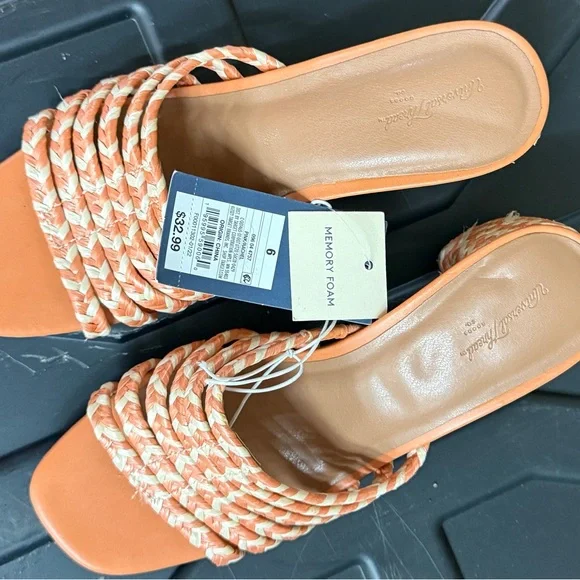 Braided Strap Orange Slide Sandals - Women - Picture 1 of 2